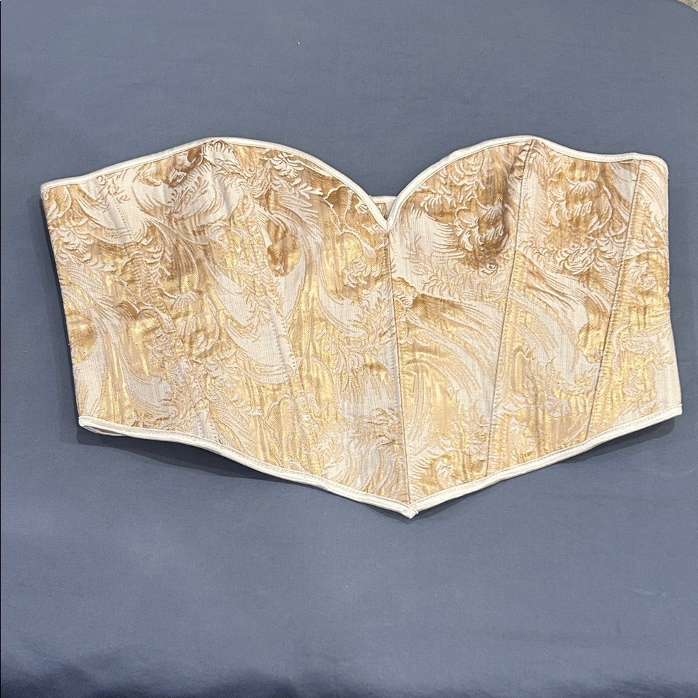 Elegant Gold and Cream Corset Top - Picture 2 of 3
